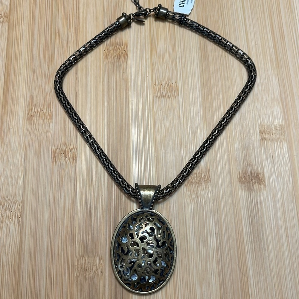 NWT Vintage Chico’s Brass Pendant Necklace